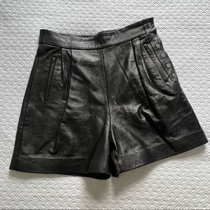 High Waisted Sheep Leather Shorts